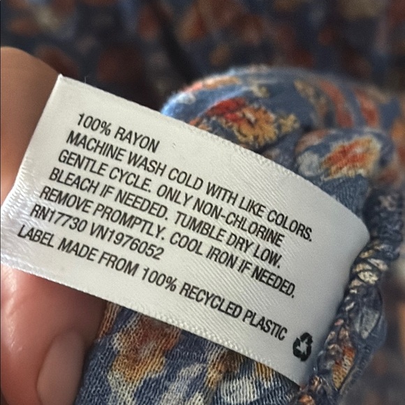 Blue Floral Rayon Summer / Spring Dress - Picture 2 of 7